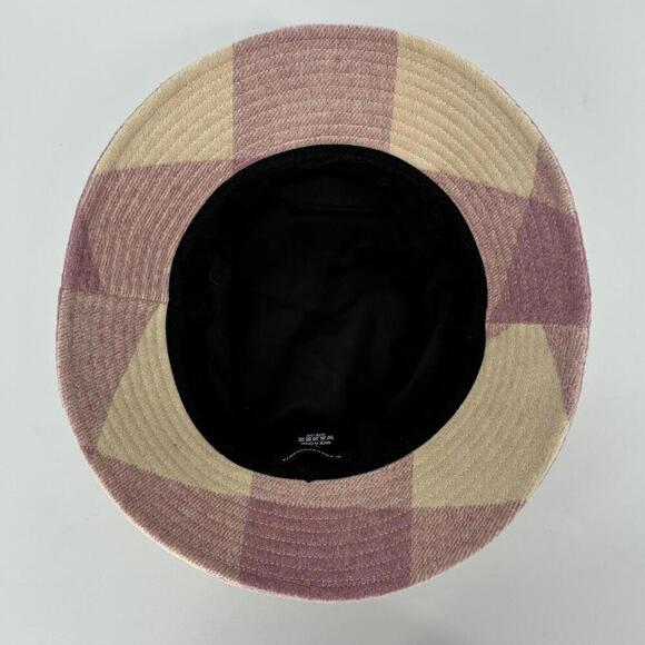 Anthropologie Wool Blend Mauve Pink Cream Plaid Pattern Bucket Hat 0/S - Picture 4 of 7